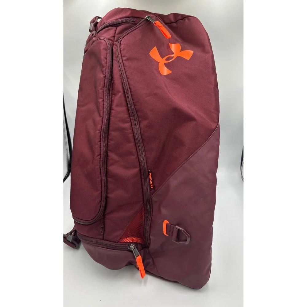 Under Armour Undeniable 4.0 Duffle Bag Maroon Orange UA Storm Medium Gym Bag